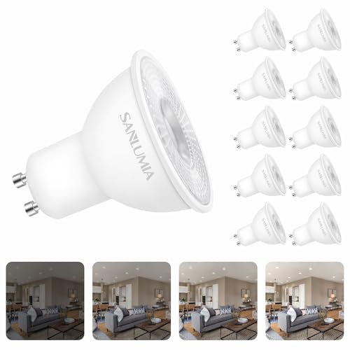 Sanlumia | LED Lampe | GU10 10er Set | LED Birne 7 Watt | Glühbirne 520 Lumen | Leuchtmittel ersetzt Halogen 75W | Cool Weiß 6400K | Abstrahlwinkel 100° | Dimmbar | LED-Licht Reflektor von Sanlumia