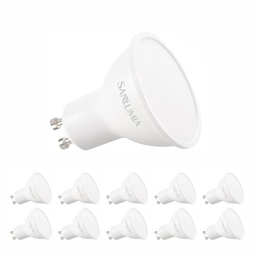 Sanlumia | LED Lampe | GU10 10er Set | LED Birne 8.6 Watt | Glühbirne 880 Lumen | Leuchtmittel ersetzt Halogen 100W | Naturweiß 4000K | Abstrahlwinkel 100° | Nicht Dimmbar | LED-Licht Reflektor von Sanlumia