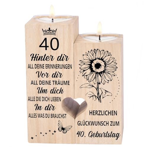 40 Geburtstag Frauen, Kerzenständer - Geschenk zum 40 Geburtstag Frau, Geburtstagsgeschenk für Frau, Mama, Schwester, Freundin, 40. Geburtstag Frauen von Sanmu