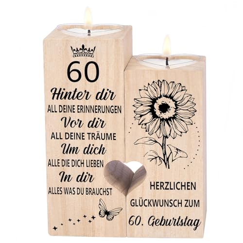 60 Geburtstag Frau, Kerzenständer - Geschenke Zum 60 Geburtstag Frau, 60 Geburtstag Deko, Geburtstagsgeschenk für Frau, Mama, Schwester, Freundin von Sanmu