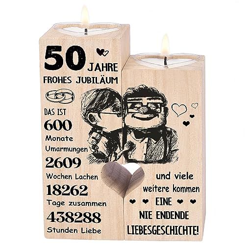 Goldene Hochzeit Geschenke, 50 Hochzeitstag Geschenke, Kerzenständer - Goldene Hochzeit Deko, Geschenke zum Goldenen Hochzeitstag für Eltern, Geschenk zum 50. Hochzeitstag (50) von Sanmu