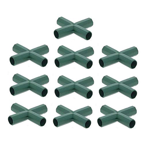 10 Stück Steckverbinder Rohrverbinder Verbindungsstücke, PVC Eckverbinder, für Gewächshäuser Rahmen Regale (4 Wege Niveau - 11mm) von Sanmum