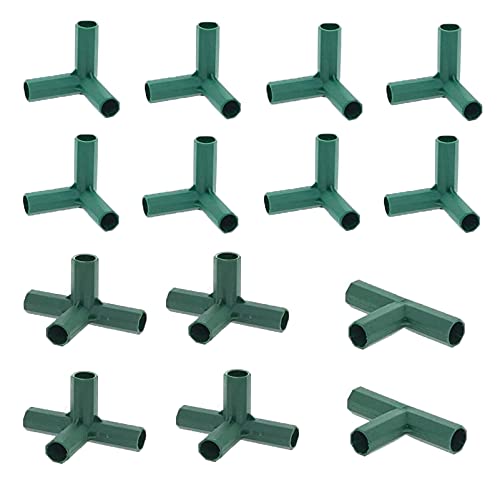 14 Stück Steckverbinder Rohrverbinder 3 Wege 4 Wege Verbindungsstücke, PVC Eckverbinder, für Gewächshäuser Rahmen Regale (Grün Set für 11mm) von Sanmum