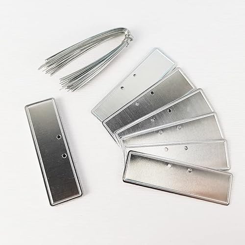 Aluminium Etiketten, 100 Stück, Metall Pflanzenschilder, doppelseitig, zum Beschriften von Bäumen, Pflanzen, Gewächshäusern (Klein, Silber mit flachem Rand Horizontaler Typ) von Sanmum