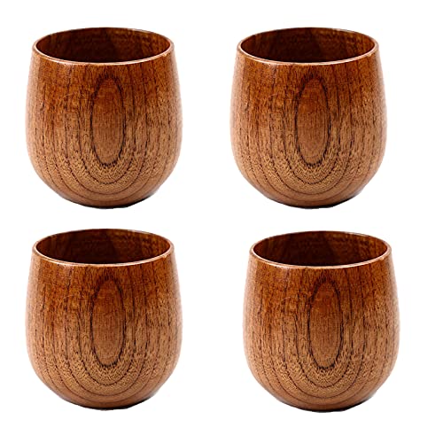 Sanmum Natürliche Holztasse, Deko-Becher Jujube Holzbecher Becher Hölzerner Tee Set, Holz Tasse aus Umweltfreundlich Holz (4stk.) von Sanmum