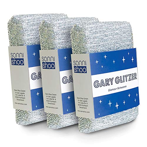 Gary Glitzer Wunderschwamm 3er Set – kratzfreie Reinigung für Küche, Bad & Ceranfeld, vielseitig, spülmaschinenfest, Made in Europe, langlebig & effektiv von Sanni Shoo