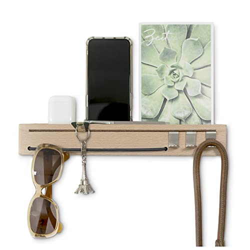 Sanni Shoo Schlüsselbrett Holz mit Ablage, Schlüsselhalter, Wand-Organizer und Schlüsselablage, Schlüssel-Aufbewahrung, Brillenhalter u. Schlüsselleiste modern, Flur Deko Wand, grau von Sanni Shoo