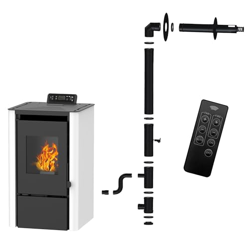 ANITA Pelletofen 7,6 kW weiß Sannover + Komplett-Set von Sannover Thermique