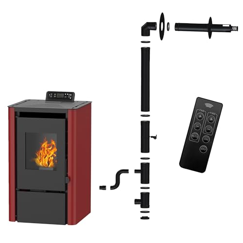 Anita Pelletofen wasserdicht 7,6 kW Bordeaux Sannover + Installations-Komplettset von Sannover Thermique