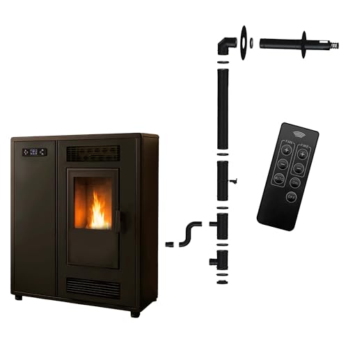 Pelletofen Slim Astral 12,2 kW Schwarz Sannover + Installationsset von Sannover Thermique