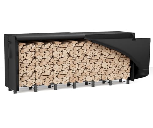 Sannwsg Kaminholzständer Abdeckung 260x36x117cm, robuste Abdeckung für Brennholzregal, wasserdicht, winddicht, UV-beständig, Feuerholzabdeckung mit Reißverschluss und aufklappbarer Frontklappe von Sannwsg