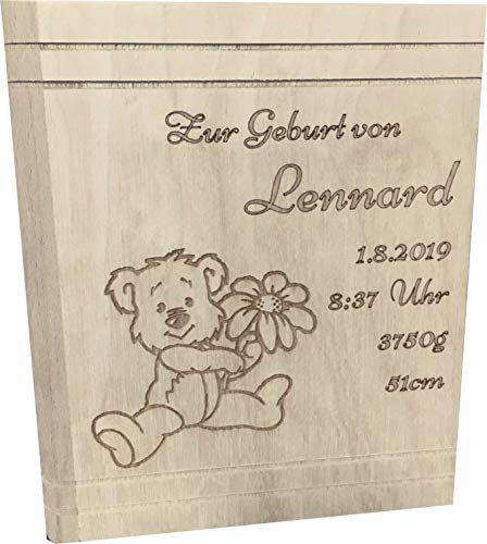 Holzspardose in Buchform,Spardose Buch in Holz Gravurfähig (Spardose Geburt) von Sannys