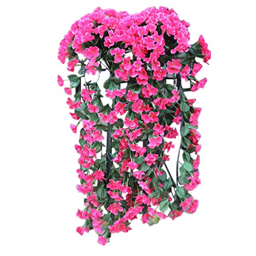 Künstlich Hängende Blumen Sannysis Violette Blumen-Wand-Glyzinien-Korb-hängende Girlande-Rebe blüht Gefälschte Silk Orchidee Bunte Kunstblumen Hot Pink von Sannysis Saisonale Deko