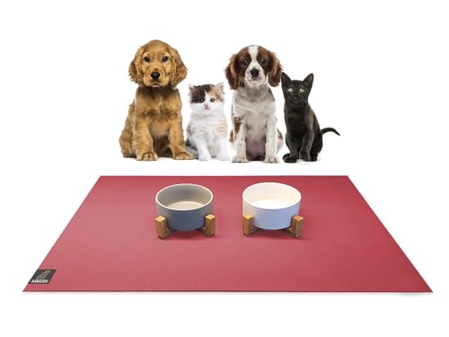 SanoZoo® Napfunterlage - Öko-TEX - Made in Germany - rutschfeste Futtermatte für Hunde & Katzen 60x90cm Rot, wasserfest von SanoZoo