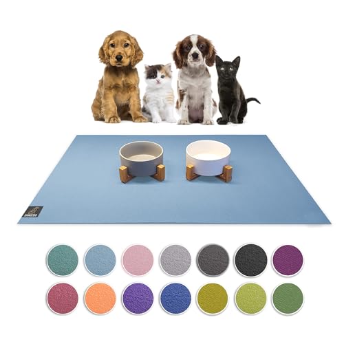SanoZoo® Napfunterlage - Öko-TEX - Made in Germany - rutschfeste Futtermatte für Hunde & Katzen 80x80cm Hellblau von SanoZoo