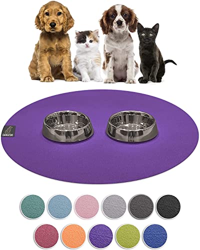 SanoZoo® Napfunterlage - Öko-TEX - Made in Germany - rutschfeste Futtermatte für Hunde & Katzen Rund 120cm Lila, wasserfest von SanoZoo