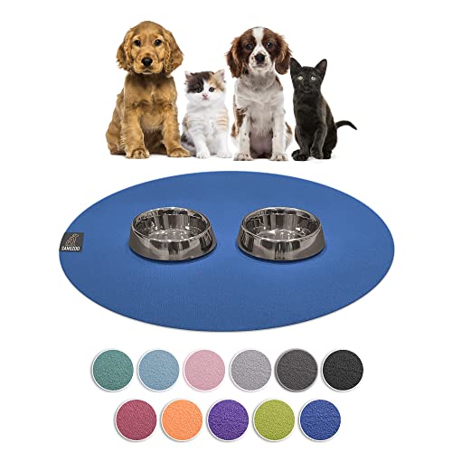 SanoZoo® Napfunterlage - Öko-TEX - Made in Germany - rutschfeste Futtermatte für Hunde & Katzen Rund 60cm Blau, wasserfest von SanoZoo