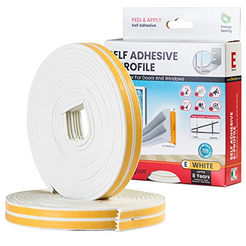 Sanojtape Dichtungsband E-Profil Weiß 16 Meter Selbstklebende EPDM-Gummidichtung Ideal Dämmung Isolierung Fenstern Türen von Sanojtape