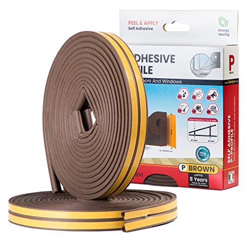 Sanojtape Dichtungsband, P-Profil Braun, 16 Meter Selbstklebende EPDM-Gummidichtung Ideal Dämmung Isolierung Fenstern Türen von Sanojtape