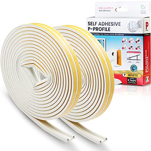 Sanojtape Dichtungsband, P-Profil Weiß, 16 Meter Selbstklebende EPDM-Gummidichtung Ideal Dämmung Isolierung Fenstern Türen von Sanojtape
