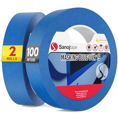 Sanojtape Pro Blau Malerkrepp Abklebeband 25mm x 50m (2er Pack) UV-Beständig Für Innen und Außen Malerband von Sanojtape