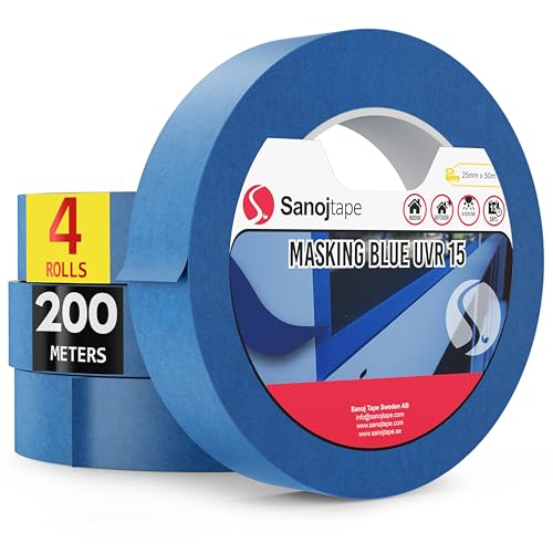 Sanojtape Pro Blau Malerkrepp Abklebeband 25mm x 50m (Viererpack) UV-Beständig Für Innen und Außen Malerband von Sanojtape