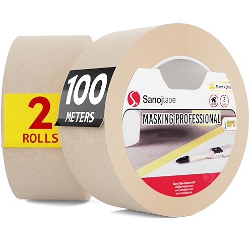 Sanojtape Universelles Abdeckband 50 mm x 50 m (2er-Pack) Malerband | Für Malerarbeiten im Innenbereich und Dekorative Arbeiten von Sanojtape