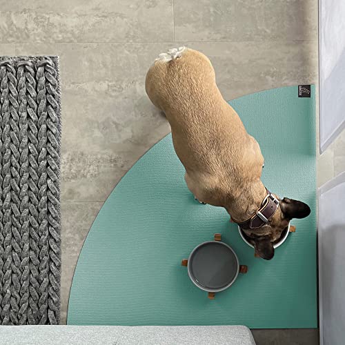 SanoZoo® Napfunterlage - Öko-TEX - Made in Germany - rutschfeste Futtermatte für Hunde & Katzen Eckrund 60x60cm Petrol, wasserfest von SanoZoo