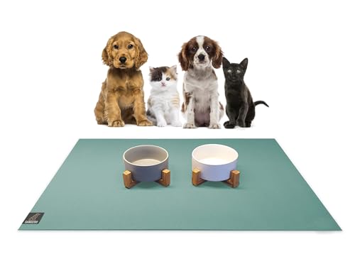 SanoZoo® Napfunterlage - Öko-TEX - Made in Germany - rutschfeste Futtermatte für Hunde & Katzen 60x90cm Petrol, wasserfest von SanoZoo