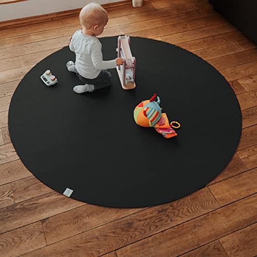 Sanosoft® Krabbelmatte Rund Made in Germany, Öko-Tex Anti-Rutsch Krabbelunterlage (120cm Rund, Schwarz) von Sanosoft