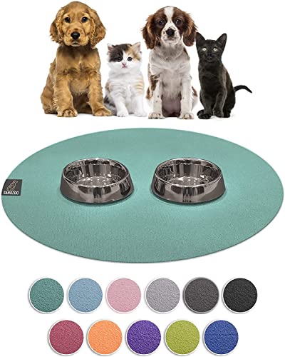 SanoZoo® Napfunterlage - Öko-TEX - Made in Germany - rutschfeste Futtermatte für Hunde & Katzen Rund 80cm Petrol, wasserfest von SanoZoo