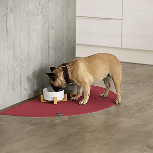 SanoZoo® Napfunterlage - Öko-TEX - Made in Germany - rutschfeste Futtermatte für Hunde & Katzen Halbrund 40x80cm Rot, wasserfest von SanoZoo