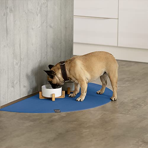 SanoZoo® Napfunterlage - Öko-TEX - Made in Germany - rutschfeste Futtermatte für Hunde & Katzen Halbrund 60x120cm Blau, wasserfest von SanoZoo