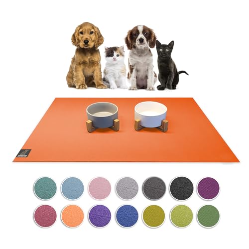 SanoZoo® Napfunterlage - Öko-TEX - Made in Germany - rutschfeste Futtermatte für Hunde & Katzen 80x80cm Orange, wasserfest von SanoZoo