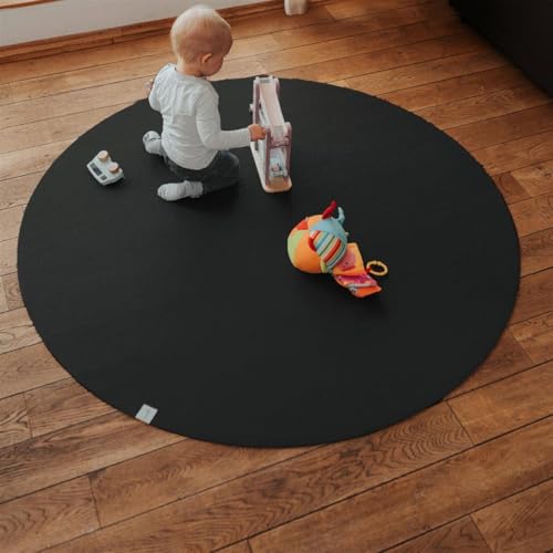 Sanosoft runde Krabbelmatte |Made in Germany| Öko-Tex rutschfeste Krabbelunterlage Schwarz 180cm von Sanosoft