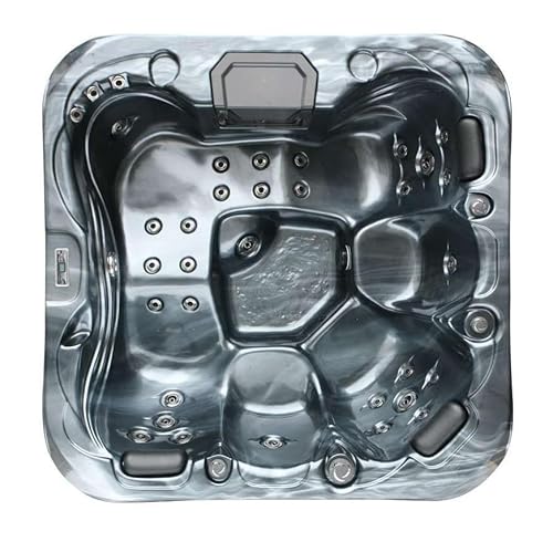 Outdoor Whirlpool Tahiti Pearl Shadow - Mit Abdeckung und Stiege - Maße 200 x 200 x 88 cm - 31 Massagedüsen, LED Beleuchtung, WiFi, Bluetooth-Audiosystem, SPA für 5 Personen von Sanotechnik