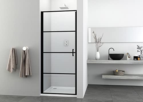 Sanotechnik Duschtür Elite Black 80 cm - Schwarz Matt Schwenktür Nischentür - Höhe: 195 cm, Dusche aus 6 mm ESG Sicherheitsglas und mattschwarze Aluminiumprofile von Sanotechnik