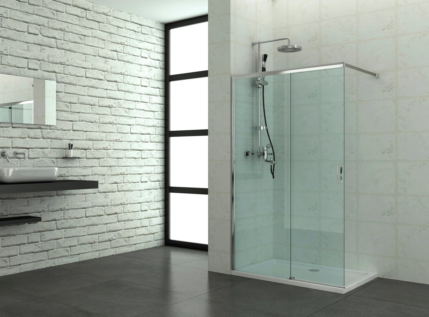 Sanotechnik Duschwand Elite Chrom, Einscheibensicherheitsglas, (1 tlg), BxH: 120 x 195 cm, Duschabtrennung mit Schiebetür von Sanotechnik