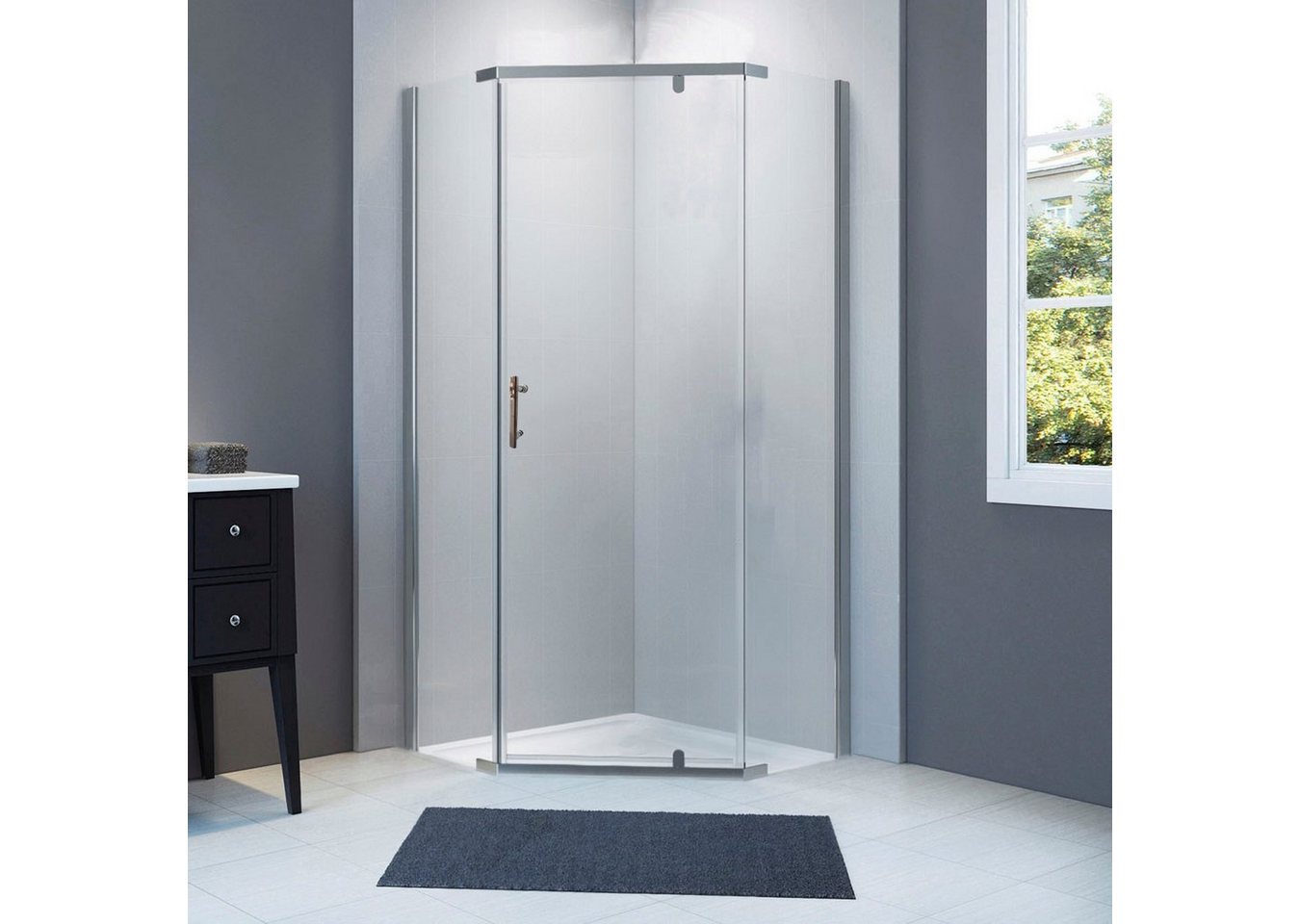 Sanotechnik Fünfeckdusche Fünfeckduschkabine chrom, Sicherheitsglas, Maße: 90x90x190cm Sanotechnik Fünfeckdusche Fünfeckduschkabine chrom, Sicherheitsglas, Maße: 90x90x190cm von Sanotechnik