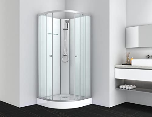 Sanotechnik Komplettduschkabine IDEA?1 80×80×203?cm – All?in?One Komplettdusche | 4?mm ESG?Sicherheitsglas, Einhebelmischer, Handbrause, Glasablage, Eck?Schiebetür, PS10 von Sanotechnik