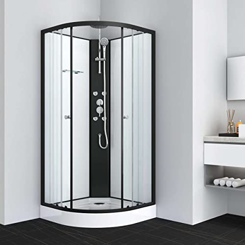 Sanotechnik Komplettduschkabine Reload Schwarz 90×90×215?cm – All?in?One Komplettdusche | 4?mm ESG-Sicherheitsglas, 4 Massagedüsen, Kopf- & Handbrause, Glasablage, PS16B von Sanotechnik