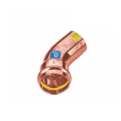 Sanpro Pressfitting Kupfer 45° Winkel - Bogen innen - außen, Größe V 28 (Kupfer Gas Wasser Trinkwasser Heizung Sanitär Fittings Fitting Kupferleitung) Größe: V 28 von Sanpro