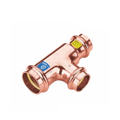 Sanpro Pressfitting T-Stück Abgänge reduziert, Größe V 18 - Abgang V 18 - V 15 (Kupfer Gas Wasser Trinkwasser Heizung Sanitär Fittings Fitting Kupferleitung) von Sanpro