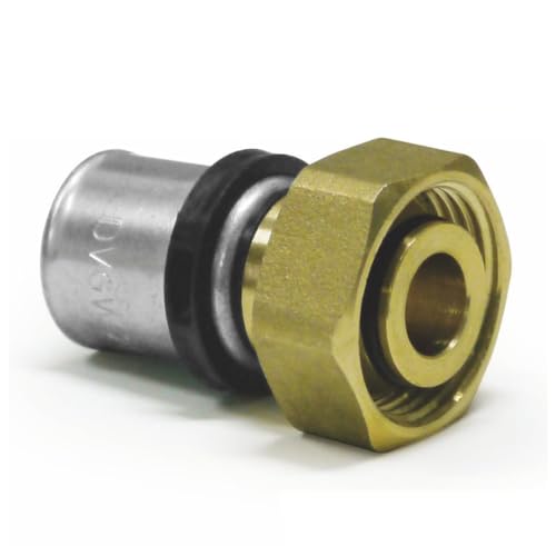 Sanpro Pressfitting Übergangsverschraubung + IG Eurokonus, Größe 16x2, Messing (Pack à 3 Stück) von Sanpro