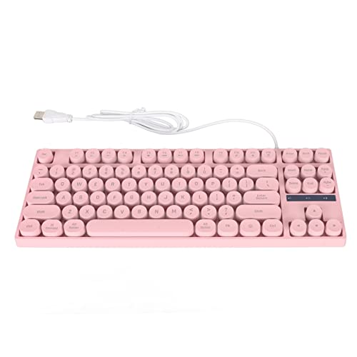 Mechanische Gaming-Tastatur mit 87 Tasten, Retro-Punk-Tastenkappen, Tastatur mit farbenfroher Hintergrundbeleuchtung, Hot-Swap-USB-Tastaturen, für Gamer, Schreibkräfte (Rosa) von Sanpyl