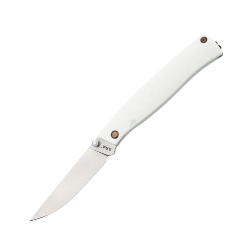 Sanrenmu Faltmesser mit Tasche abnehmbarer Clip, 3.15" 12C27 Stahlklinge G10 Griff Faltmesser Utility 311L für EDC Outdoor Camping Wandern (Weiß) von Sanrenmu