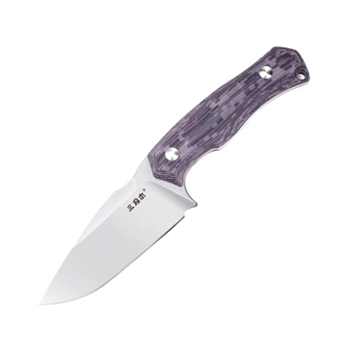 Sanrenmu Feststehende Messer Fixed Blade, Full Tang S725P Messer 8.46" Länge mit Scheide 14C28N Klinge G10 Griff EDC Utility für Outdoor, Überleben, Wandern, Camping (Lila) von Sanrenmu