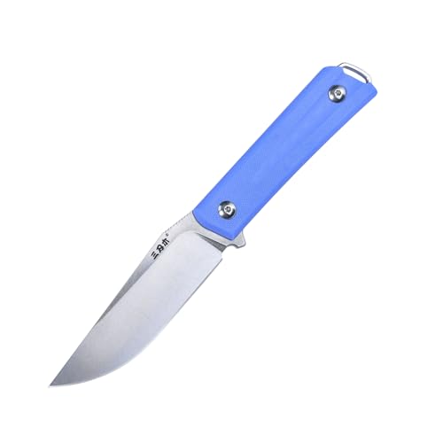 Sanrenmu Fixed Blade Messer mit Scheide 8Cr13Mov 3.74" Blade Compact G10 Griff Messer für Outdoor Camping S611 (Blau) von Sanrenmu