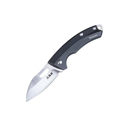 Sanrenmu Mini Faltmesser mit Taschenclip 4Cr15N Klinge 1.97" Länge EDC Messer Leichte Legierung Aluminium Griff (Schwarz) von Sanrenmu