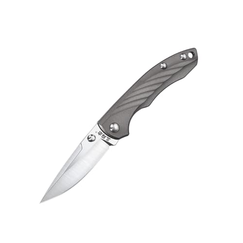 Sanrenmu Mini Klapp Taschenmesser für EDC 4.8" Kleines Messer 4Cr15N Klinge 2.05" Leichter tragbarer Legierungs-Aluminiumgriff für Männer 4073RUC-LK von Sanrenmu